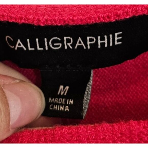 Calligraphie Long Sleeve Sweater Blessed Silver Rhinestones Hot Pink Size M NWT - Picture 10 of 12